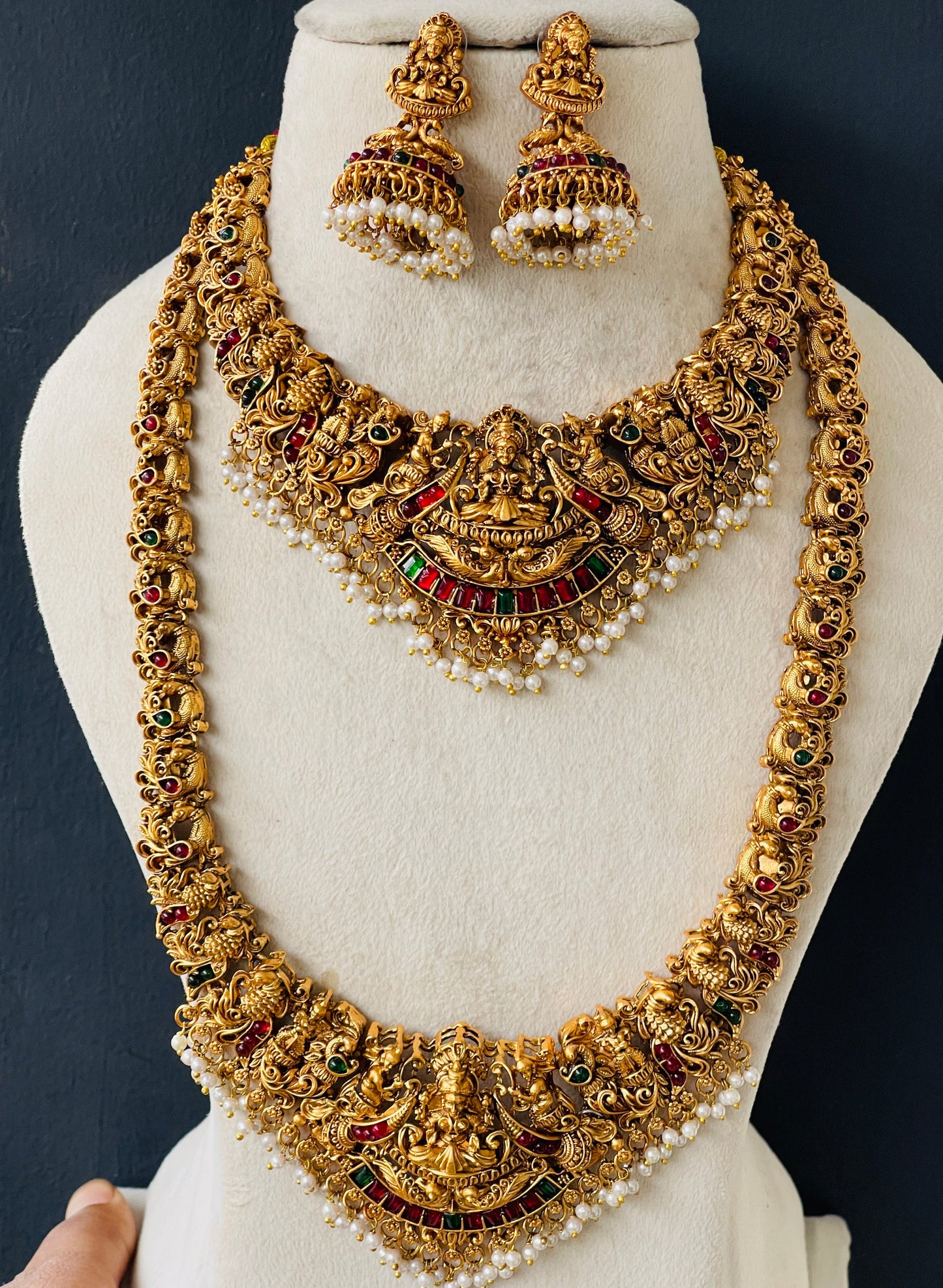 Multi Stone Goddess Pearl Beads Bridal Set