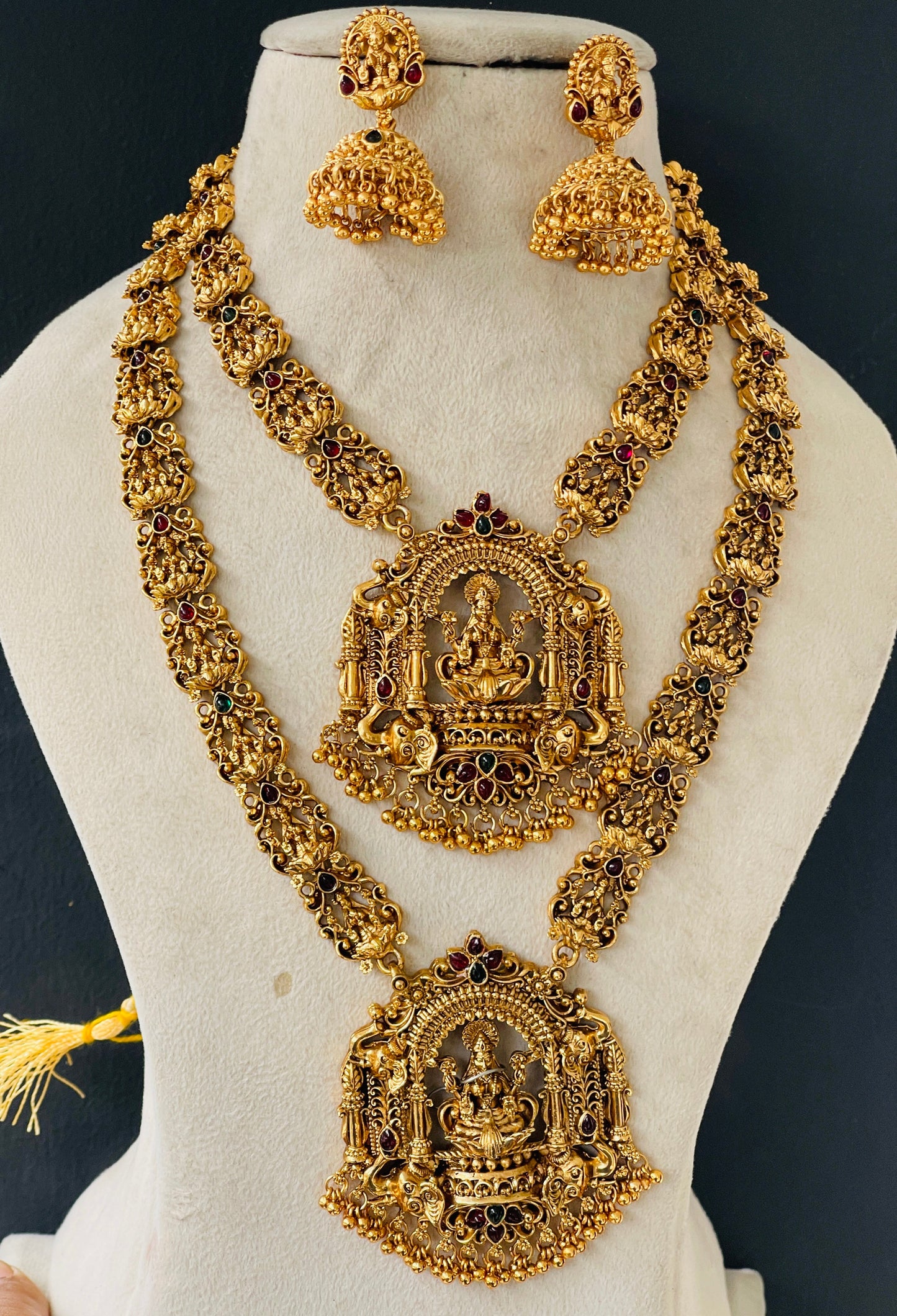 Mlti Stone Goddess Gold Beads Bridal Set