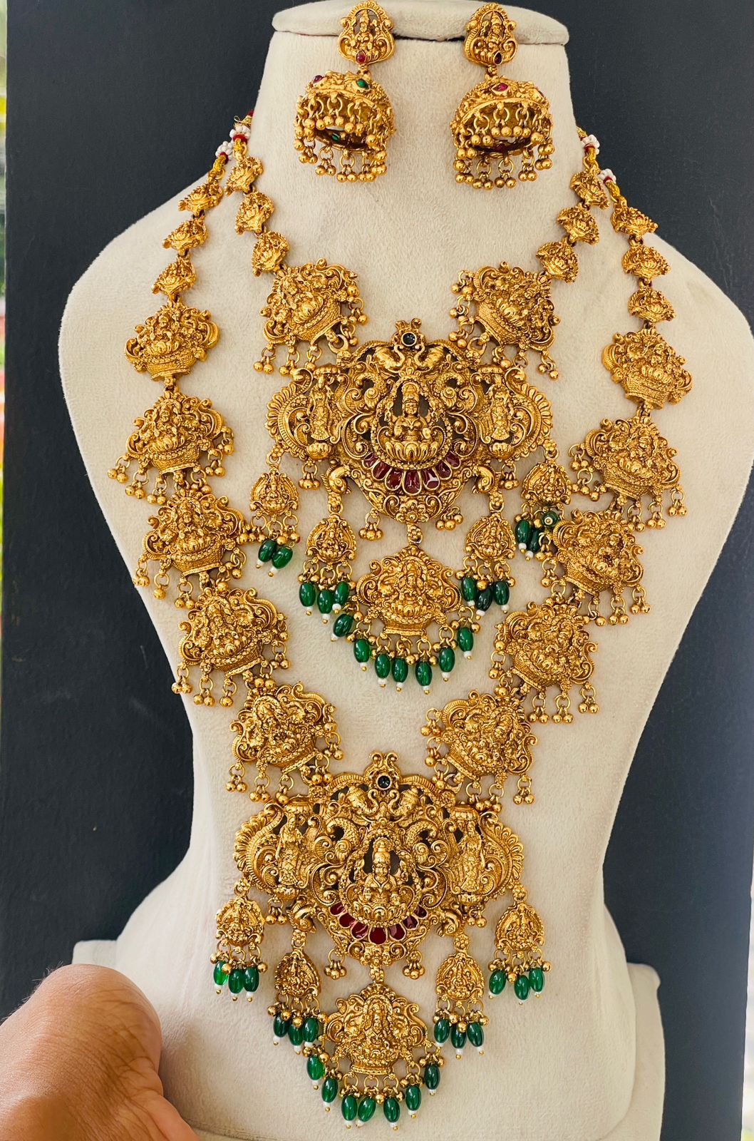Ruby Stone Goddess Green Beads Bridal Set