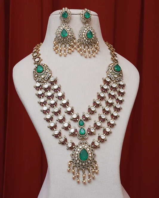 Moissanite Victorian Polki Layer Necklace Set
