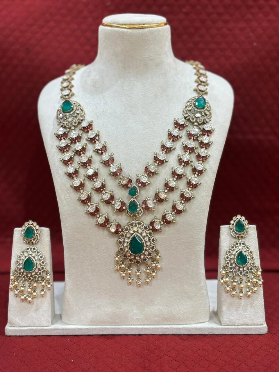 Moissanite Victorian Polki Layer Necklace Set