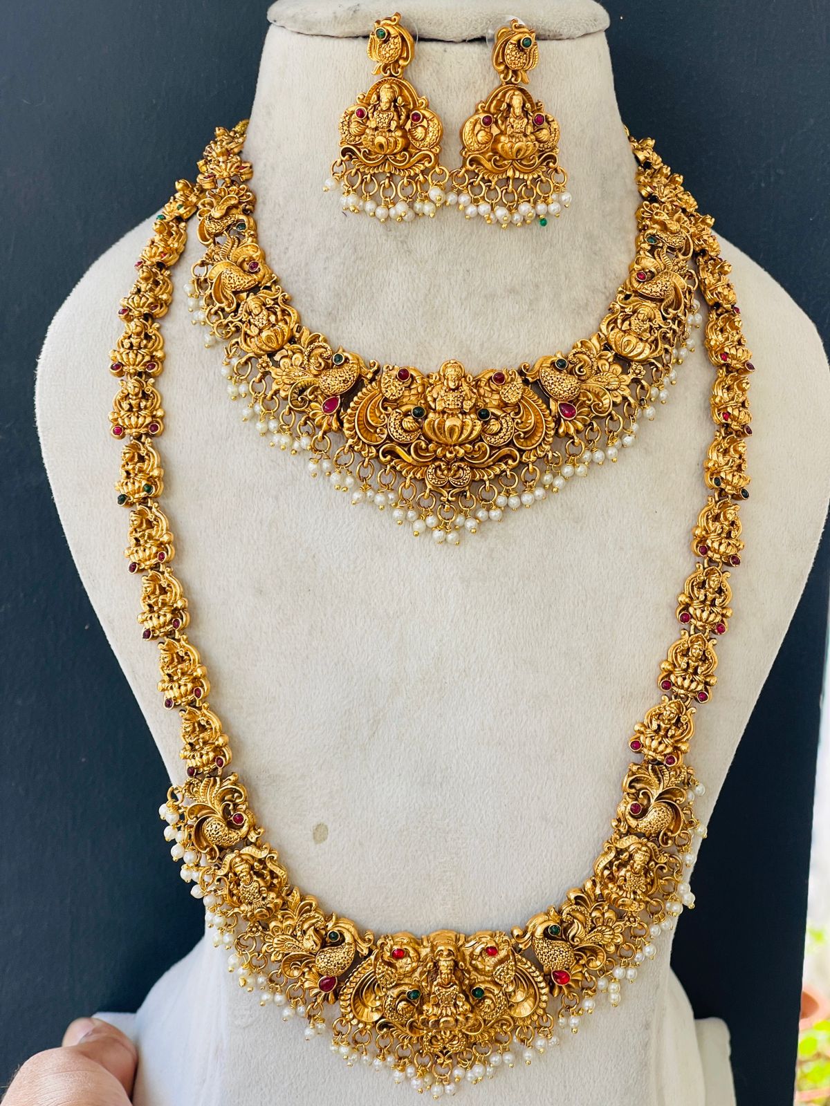 Multi Stone Goddess Peacock White Beads Bridal Set