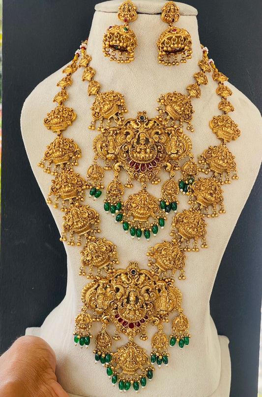 Ruby Stone Goddess Green Beads Bridal Set