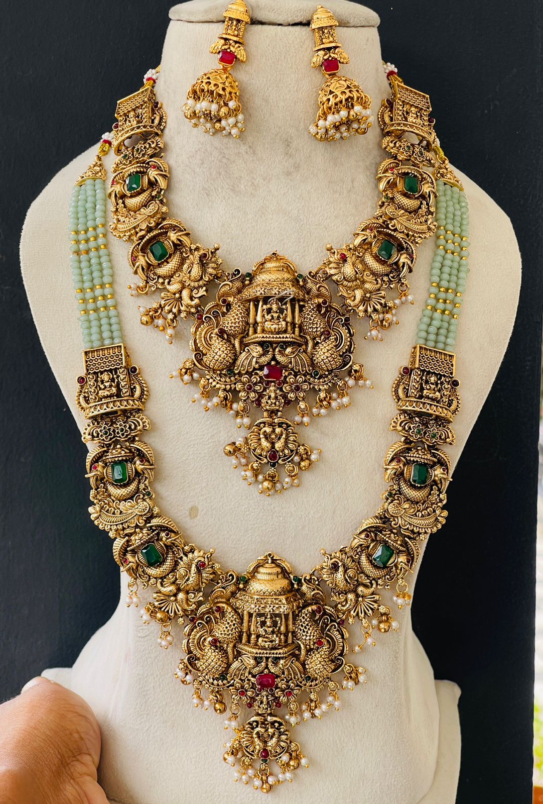 Bridal Goddess Combo Set with Pastel Green Beads