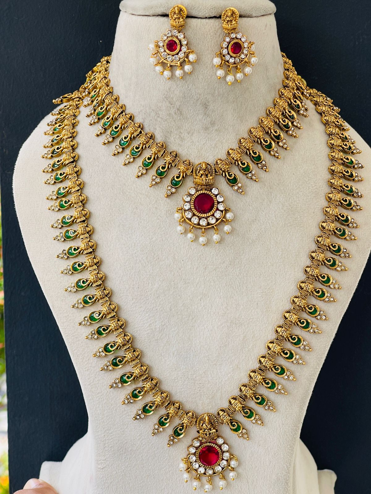 Multi Stone Elephant Palakka Bridal Set