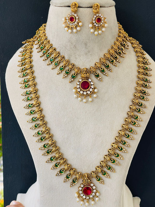 Multi Stone Elephant Palakka Bridal Set