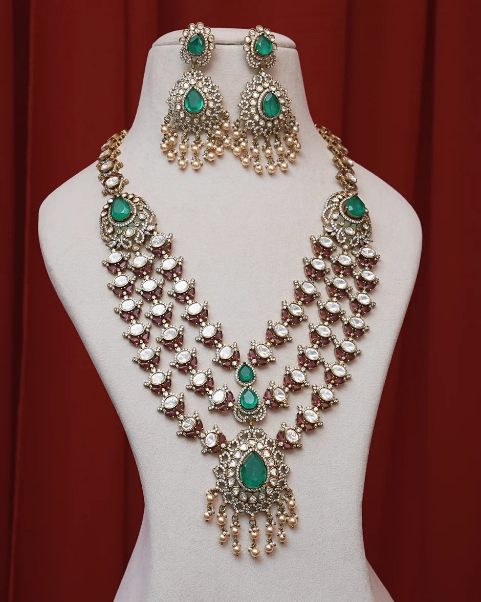 Moissanite Victorian Polki Layer Necklace Set